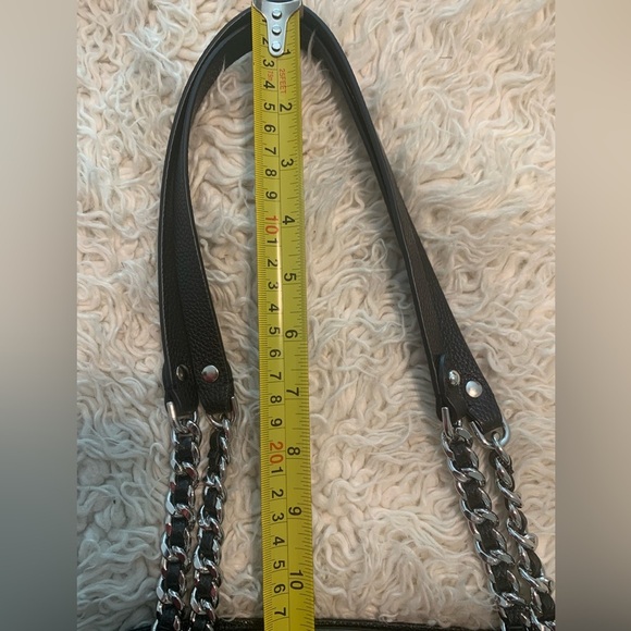 Rebecca Minkoff Chain Tote Pebble Leather Carryall Bag Black Large NWOT - Picture 13 of 15